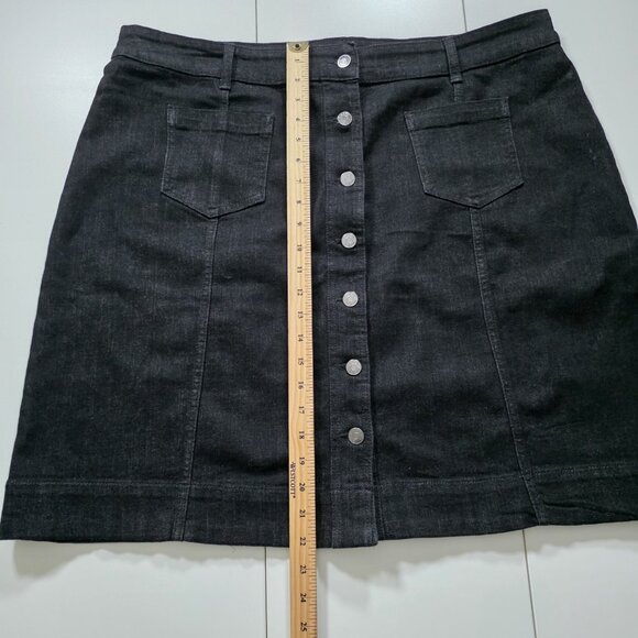 Chaps Denim Skirt Womens 20W Black Button Front Pockets Stretch Grunge Plus Size - Picture 6 of 15